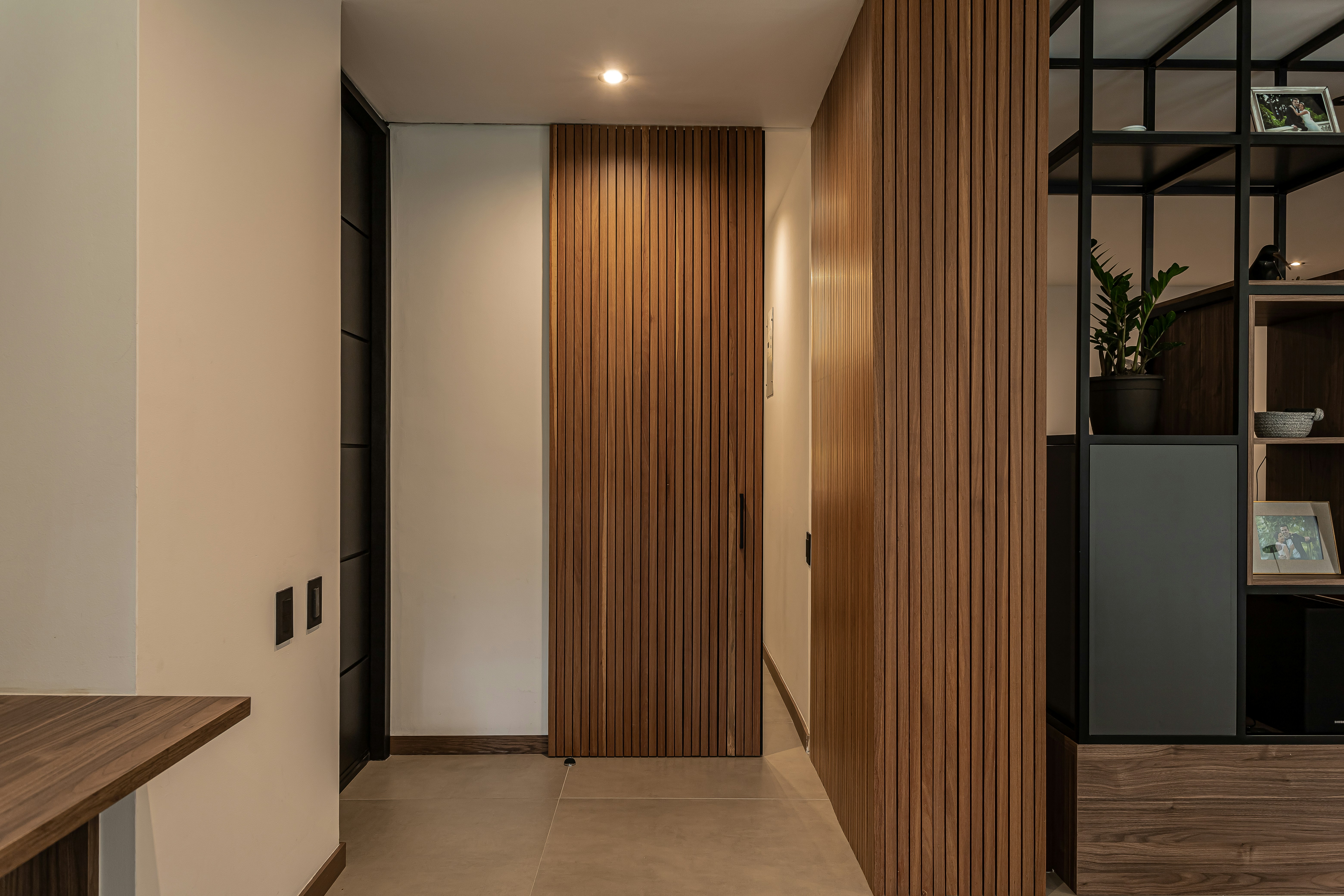 Entryway with wood detail