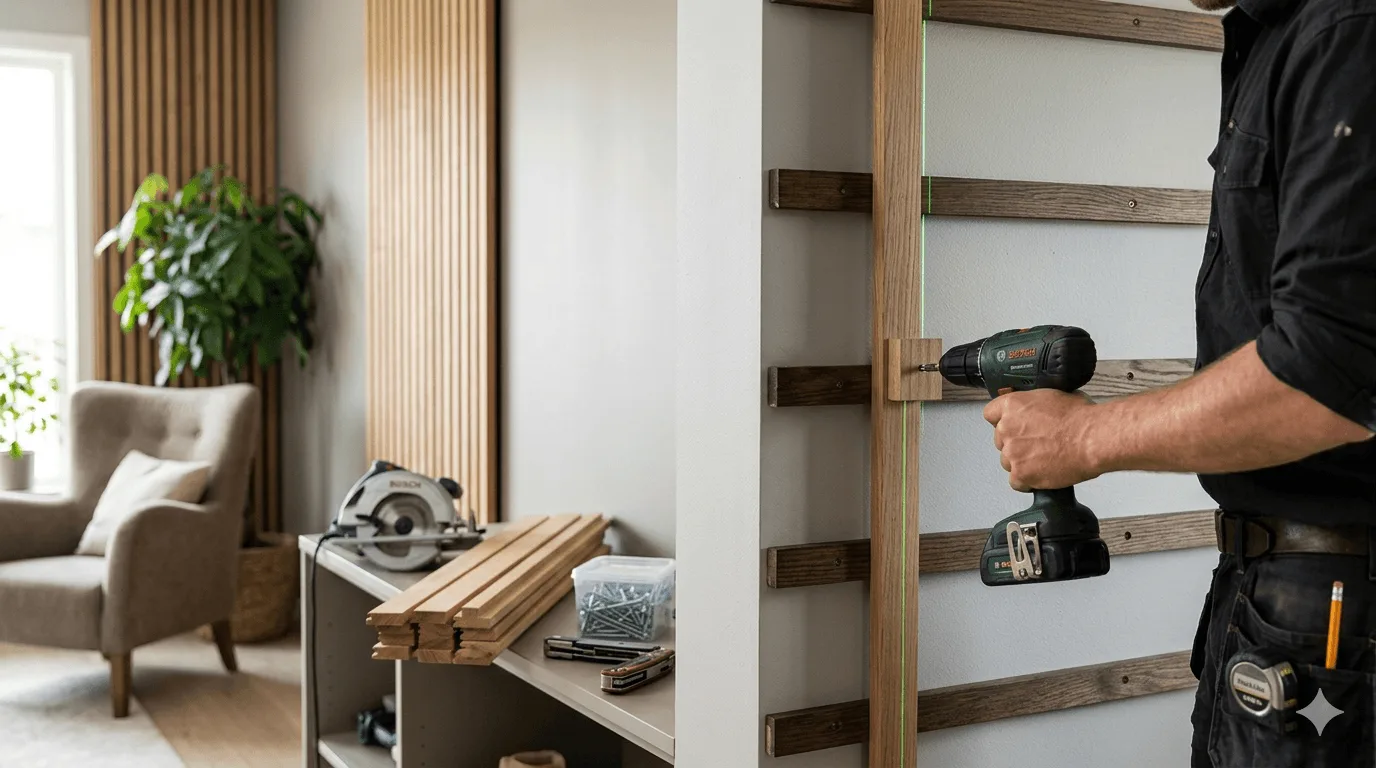 How to install a slat wall: straight lines and even spacing